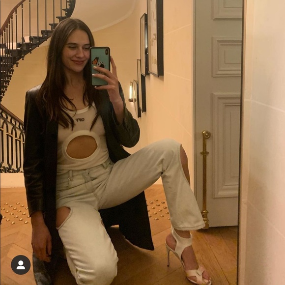 Off White Swiss Cheese Jeans - Picture 2 of 5